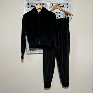 Sweaty Betty Black Velour Sweatshirt and Joggers
